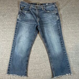 Ariat Rebar M4 Relaxed Boot Cut Jeans Mens 38x30 Fits 40x25 Hemmed Denim Work